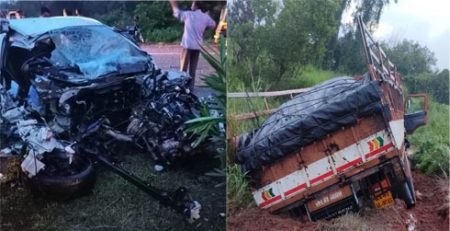 ಬ್ರಹ್ಮಾವರ: ಕಾರು-ಲಾರಿ ಮಧ್ಯೆ ಅಪಘಾತ; ಓರ್ವ ಗಂಭೀರ