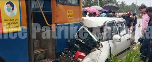 ಬೈಂದೂರು: ಬಸ್ಗೆ ಕಾರು ಡಿಕ್ಕಿ- ಮೂವರಿಗೆ ಗಾಯ