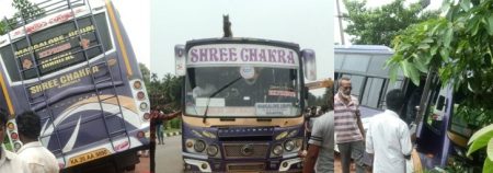 ಕಾಪು: ಚಾಲಕನ ನಿಯಂತ್ರಣ ತಪ್ಪಿ ಬಸ್ ಚರಂಡಿಗೆ; ಪ್ರಯಾಣಿಕರು ಪಾರು