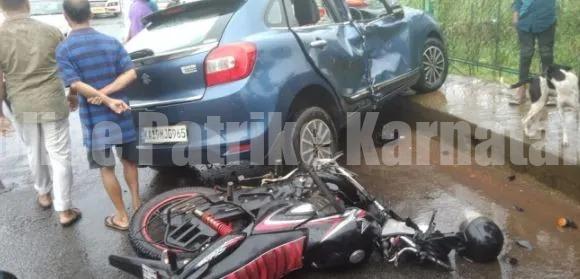 ಉಡುಪಿ: ಡಿವೈಡರ್ಗೆ ಡಿಕ್ಕಿ ಹೊಡೆದು ಬೈಕ್ ಮೇಲೆ ಬಿದ್ದ ಕಾರು: ಸವಾರ ಸಾವು !