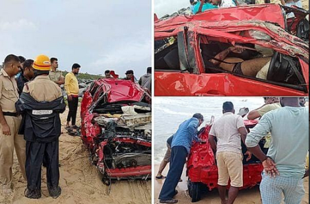 ಮರವಂತೆ ಸಮುದ್ರಕ್ಕೆ ಉರುಳಿದ ಕಾರು- ಓರ್ವ ಸಾವು, ಮತ್ತೋರ್ವ ನಾಪತ್ತೆ!