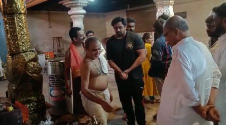 ಬಪ್ಪನಾಡು ದೇವಸ್ಥಾನಕ್ಕೆ ಚಲನಚಿತ್ರ ನಟ ಧ್ರುವ ಸರ್ಜಾ ಭೇಟಿ