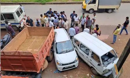 ಬಂಟ್ವಾಳ: ನಿಂತಿದ್ದ ಕಾರುಗಳಿಗೆ ಡಿಕ್ಕಿ ಹೊಡೆದ ಕಾರು- 3 ಕಾರು ಜಖಂ