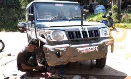 ನೆಲ್ಯಾಡಿ: ಆರೋಪಿಯನ್ನು ಕರೆತರುವ ವೇಳೆ ಕಳಚಿದ ಪೊಲೀಸ್ ವಾಹನದ ಟಯರ್