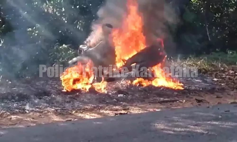 ಉಡುಪಿ: ಚಲಿಸುತ್ತಿದ್ದಾಗಲೇ ಬೆಂಕಿಗೆ ಆಹುತಿಯಾದ ಸ್ಕೂಟರ್