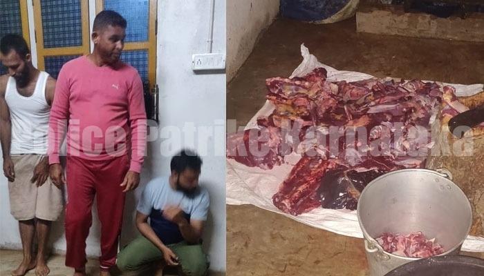 ಬೆಳ್ತಂಗಡಿ: ಅಕ್ರಮ ಗೋ ಮಾಂಸ ಅಡ್ಡೆಗೆ ದಾಳಿ: 3 ಮಂದಿಯನ್ನು ವಶಕ್ಕೆ ಪಡೆದ ಪೊಲೀಸರು