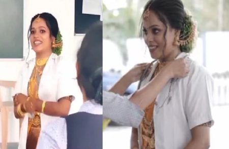 ಧಾರೆ ಸೀರೆ, ಮೈ ತುಂಬಾ ಚಿನ್ನಾಭರಣ ತೊಟ್ಟು ಪರೀಕ್ಷೆ ಬರೆದ ಮಧುಮಗಳು : ವಿಡಿಯೋ ವೈರಲ್