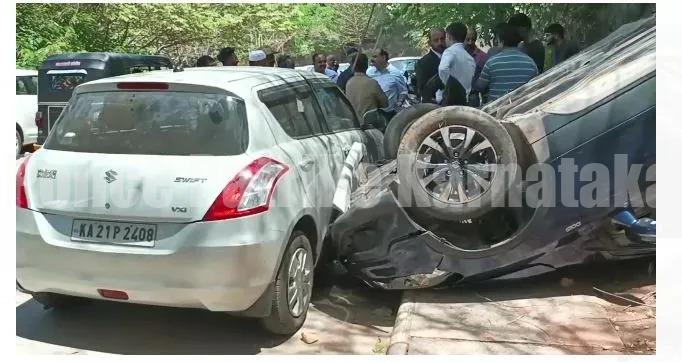 ಮಂಗಳೂರು: ಕಾರು ಚಾಲಕನ ನಿಯಂತ್ರಣ ತಪ್ಪಿ ಸರಣಿ ಅಪಘಾತ