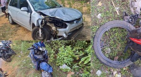 ಕಾರ್ಕಳ: ಕಾರು ಬೈಕ್ ಸ್ಕೂಟರ್ ನಡುವೆ ಸರಣಿ ಅಪಘಾತ -ದಂಪತಿ ಮಕ್ಕಳು ಸೇರಿ 6 ಜನರಿಗೆ ಗಾಯ