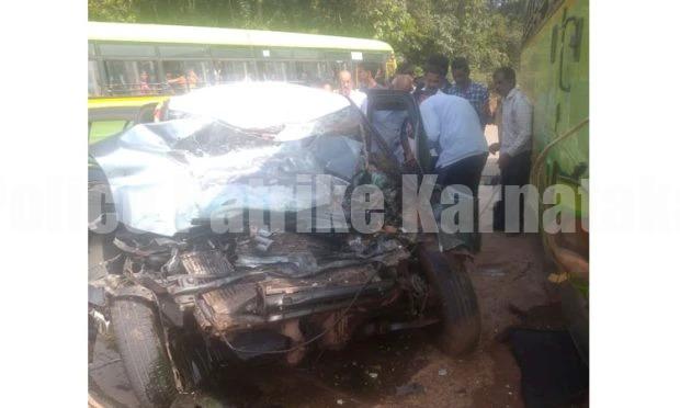 ಬಸ್- ಕಾರು ಅಪಘಾತ; ನಾಲ್ವರು ಸ್ಥಳದಲ್ಲೇ ಸಾವು..!