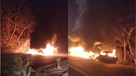 BREAKING : ಕಾರ್ -ಟ್ರಕ್ ಡಿಕ್ಕಿಯಾಗಿ ಭಾರಿ ಸ್ಪೋಟ: 8 ಮಂದಿ ಸಜೀವ ದಹನ