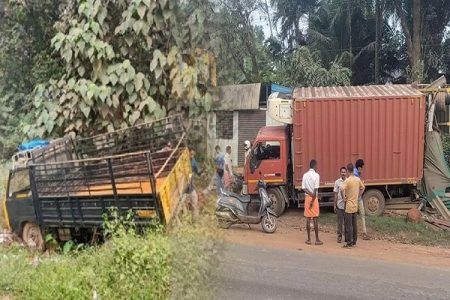 ಉಪ್ಪಿನಂಗಡಿ: ಗ್ಯಾರೇಜ್ಗೆ ನುಗ್ಗಿದ ಲಾರಿ, ಪಲ್ಟಿಯಾದ ಟೆಂಪೋ ರಿಕ್ಷಾ