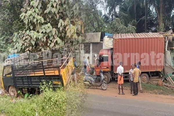 ಉಪ್ಪಿನಂಗಡಿ: ಗ್ಯಾರೇಜ್ಗೆ ನುಗ್ಗಿದ ಲಾರಿ, ಪಲ್ಟಿಯಾದ ಟೆಂಪೋ ರಿಕ್ಷಾ