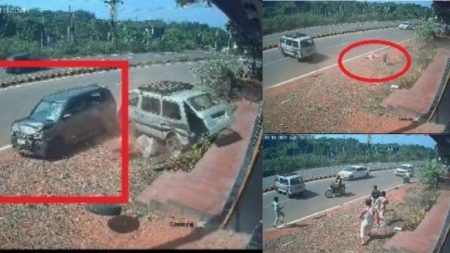 ಬೆಳ್ತಂಗಡಿ: ಚಾಲಕನ ನಿಯಂತ್ರಣ ತಪ್ಪಿ ನಿಂತಿದ್ದ ಒಮ್ನಿಗೆ ವ್ಯಾಗನರ್ ಕಾರು ಡಿಕ್ಕಿ- ರಸ್ತೆ ದಾಟುತ್ತಿದ್ದ ಮಹಿಳೆಗೆ ಗಂಭೀರ..!