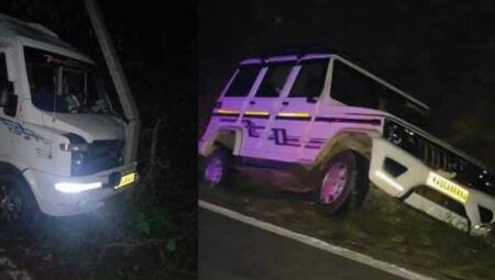 ಬೆಳ್ತಂಗಡಿ: ರಸ್ತೆಗೆ ಬಂದ ಒಂಟಿ ಸಲಗ; ಚರಂಡಿಗೆ ಬಿದ್ದ ಬೊಲೇರೊ