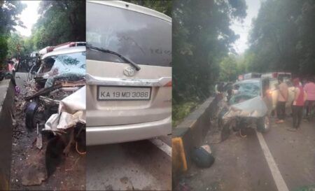 ಶಿರಾಡಿ ಘಾಟಿಯಲ್ಲಿ ಕಾರು- ಕಂಟೇನರ್ ನಡುವೆ ಅಪಘಾತ- ತಾಯಿ- ಮಗ ಸಾವು..!