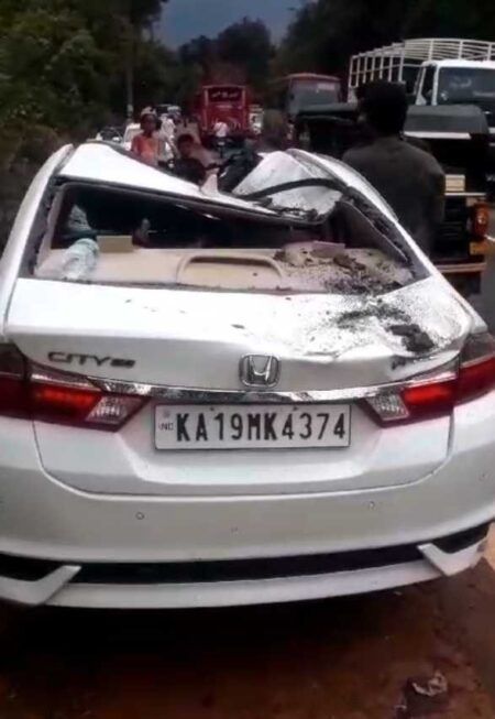 ಬಂಟ್ವಾಳ: ಚಲಿಸುತ್ತಿದ್ದ ಕಾರಿನ ಮೇಲೆ ಮರಬಿದ್ದು ಇಬ್ಬರಿಗೆ ಗಾಯ..!