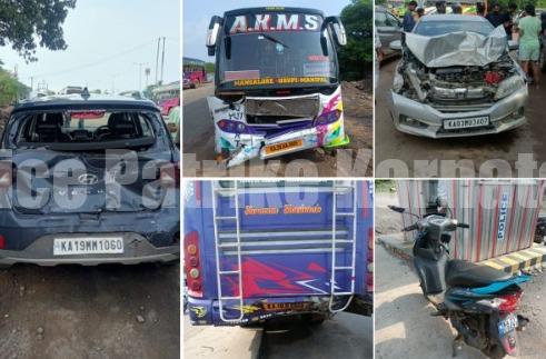 ಸುರತ್ಕಲ್: ಬೈಕಂಪಾಡಿ ಬಳಿ ಸರಣಿ ಅಪಘಾತ – ಸ್ಕೂಟರ್ ಸವಾರರಿಗೆ ಗಾಯ