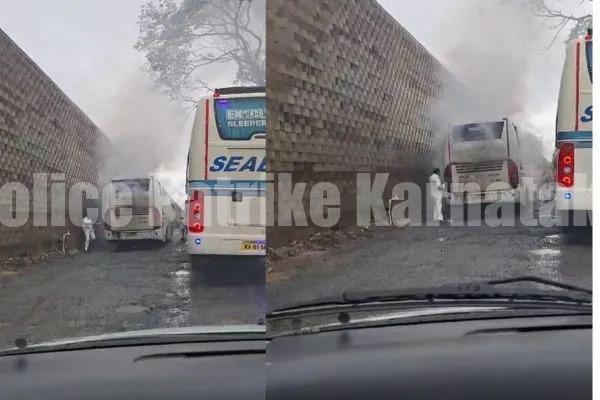 ಉಪ್ಪಿನಂಗಡಿ : ಐರಾವತ ಬಸ್ ಗೆ ಬೆಂಕಿ!