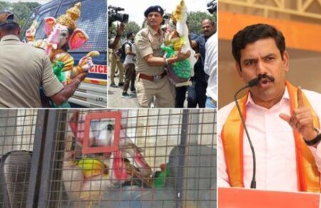 ಪೊಲೀಸ್ ವಾಹನದಲ್ಲಿ ಗಣಪತಿ ಮೂರ್ತಿಯನ್ನ ಕೊಂಡೊಯ್ದ ಕ್ರಮಕ್ಕೆ ವಿಜಯೇಂದ್ರ ಕಿಡಿ..!