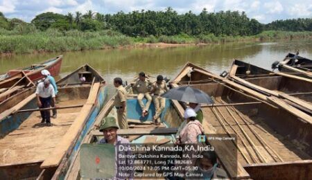 ಮಂಗಳೂರು: ನೇತ್ರಾವತಿ ನದಿ ತೀರದಲ್ಲಿ ಅಕ್ರಮ ಮರಳುಗಾರಿಕೆ ಅಡ್ಡೆ ಮೇಲೆ ದಾಳಿ – 23 ಬೋಟುಗಳು ವಶಕ್ಕೆ