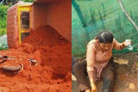 ಸ್ಕೂಟಿಗೆ ಮಣ್ಣು ತುಂಬಿದ ಲಾರಿ ಡಿಕ್ಕಿ ಹೊಡೆದು ಪಲ್ಟಿ- ಮಣ್ಣಿನಡಿಯಲ್ಲಿ ಸಿಲುಕಿದ ಮಹಿಳೆ..!