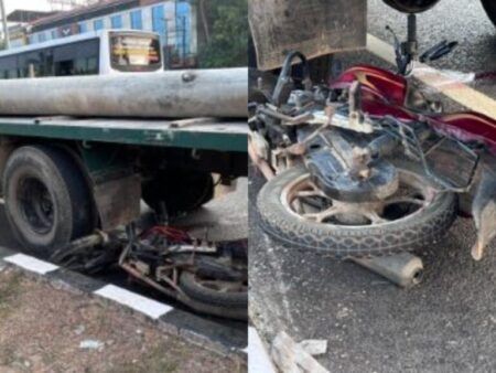 ಸುರತ್ಕಲ್: ನಿಯಂತ್ರಣ ತಪ್ಪಿ ಲಾರಿಯಡಿಗೆ ಬಿದ್ದ ಬೈಕ್- ಸವಾರ ಗಂಭೀರ ಗಾಯ..!