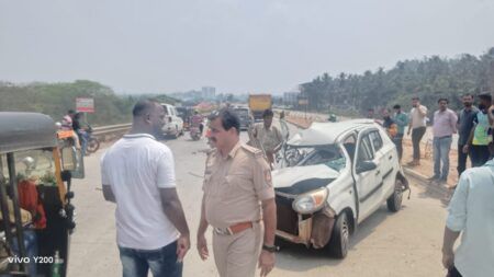 ಬಂಟ್ವಾಳ: ಕಾರು- ಬಸ್ ಡಿಕ್ಕಿ ..! ಕಾರು ಚಾಲಕ ಗಂಭೀರ