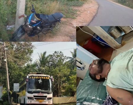 ಧರ್ಮಸ್ಥಳ: ಬೈಕ್ ಮತ್ತು ಬಸ್ ನಡುವೆ ಭೀಕರ ಅಪಘಾತ..!