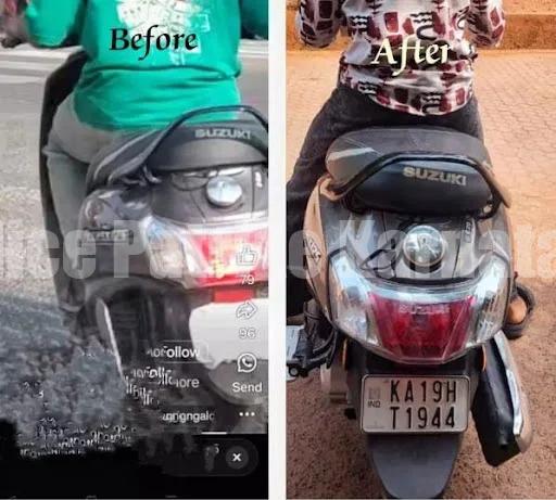 ಮಂಗಳೂರು: ಸ್ಕೂಟರ್ ನಂಬರ್ ಮರೆಮಾಚಿ ಹುಚ್ಚಾಟ ಮಾಡಿದ ಸ್ಕೂಟರ್ ಚಾಲಕನಿಗೆ ದಂಡ