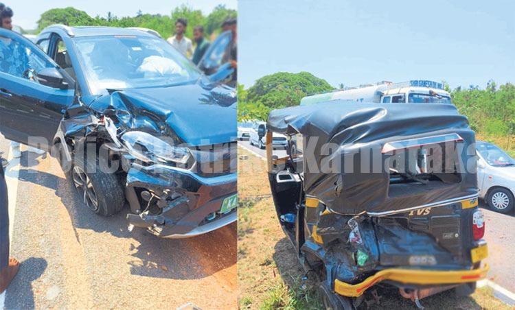 ಮಂಗಳೂರು: ಕಾರು, ರಿಕ್ಷಾ ನಡುವೆ ಡಿಕ್ಕಿ – ನಾಲ್ವರಿಗೆ ಗಾಯ