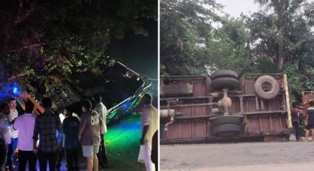 ಪುತ್ತೂರು: ವಿದ್ಯುತ್ ಕಂಬಕ್ಕೆ ಢಿಕ್ಕಿ ಹೊಡೆದು ಲಾರಿ ಪಲ್ಟಿ..!