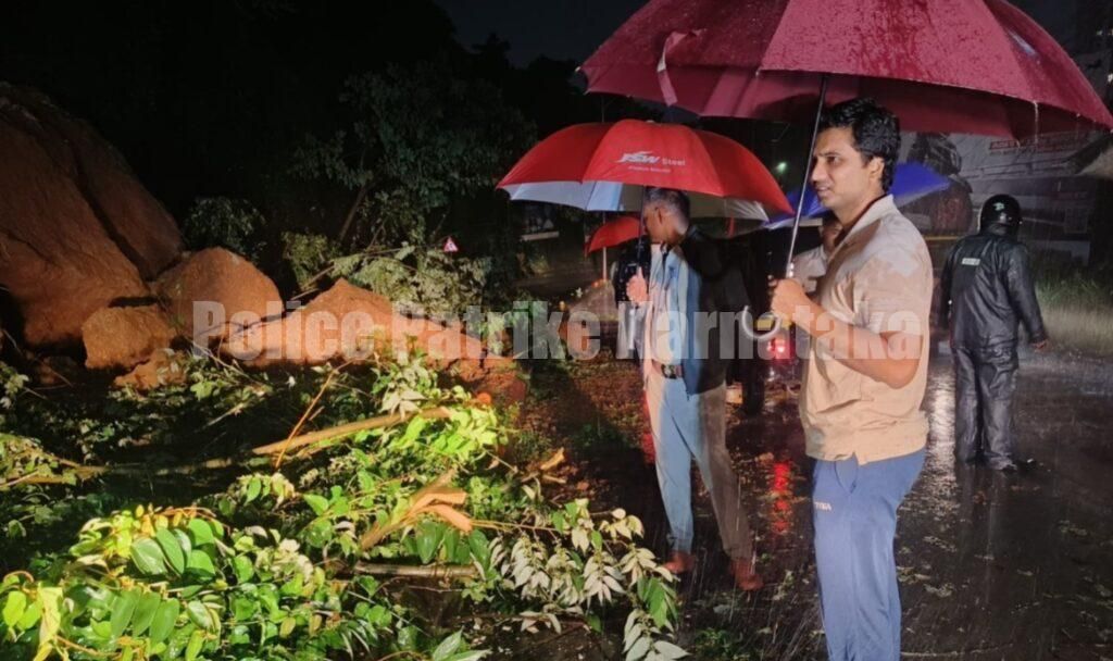 ಮಂಗಳೂರು: ಧಾರಾಕಾರ ಮಳೆ, ಸರ್ಕ್ಯೂಟ್ ಹೌಸ್ ಬಳಿ ಗುಡ್ಡ ಕುಸಿತ