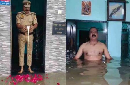 ಮನೆಗೆ ನುಗ್ಗಿದ ಗಂಗೆಗೆ ಪೂಜೆ ಸಲ್ಲಿಸಿ, ಸ್ನಾನ ಮಾಡಿದ PSI