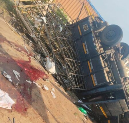 ಗೂಡ್ಸ್ ಟೆಂಪೋ ಪಲ್ಟಿ: ನಾಲ್ವರು ಮೃತ್ಯು, ಹಲವರಿಗೆ ಗಾಯ