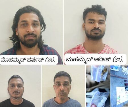 ಪುತ್ತೂರು: ಎಂಡಿಎಂಎ ಮಾರಾಟ ಜಾಲ ಪತ್ತೆ..!! ನಾಲ್ವರು ಬಂಧನ-ಕಾರುಗಳು ಸೇರಿ ₹6.5 ಲಕ್ಷ ರೂ. ಮೌಲ್ಯದ ಸೊತ್ತು ವಶ