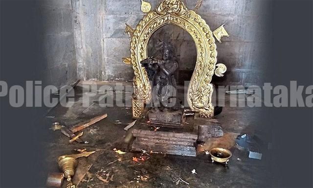 ರಾತ್ರಿ ವೇಳೆ ದೇವಾಲಯ ಪ್ರವೇಶಿಸಿದ ವ್ಯಕ್ತಿಯಿಂದ ವಿಗ್ರಹ ಧ್ವಂಸ