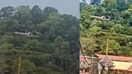 ಪೂರ್ವಾನುಮತಿ ಇಲ್ಲದೆ ಶಬರಿಮಲೆ ಬಳಿ ಹೆಲಿಕಾಪ್ಟರ್ ಹಾರಾಟ: ಭದ್ರತಾ ಉಲ್ಲಂಘನೆ ಆರೋಪ